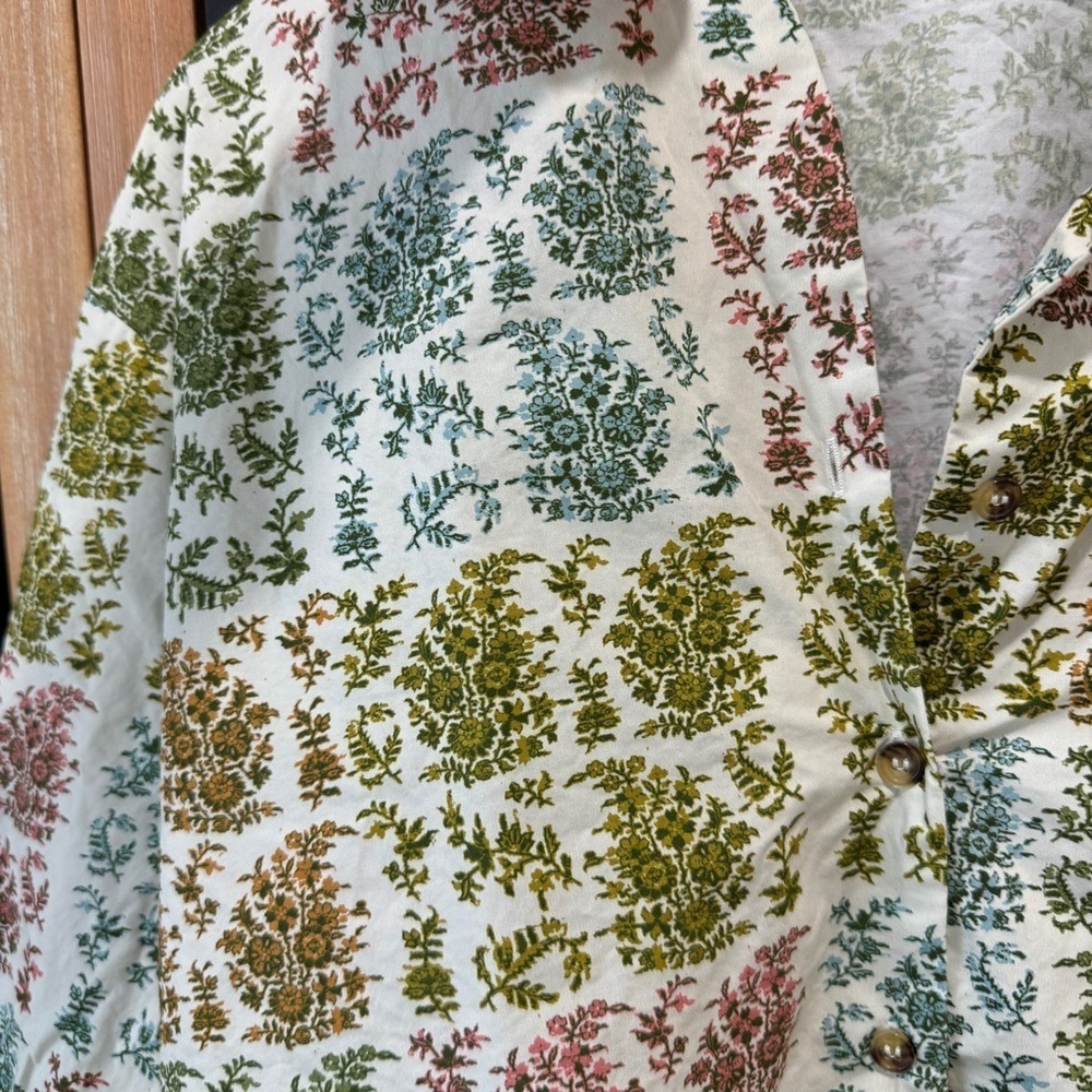 Parterre Block Print Heidi Top Button Down Shirt Pajamas Paisley Long Sleeves — image 5 of 8